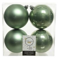 12x Kunststof kerstballen glanzend/mat salie groen 10 cm kerstboom versiering/decoratie - Kerstbal