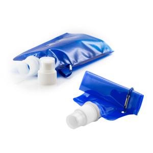 Drinkfles/bidon - 2x - blauw - navulbaar - opvouwbaar met haak - 400 ml - festival/outdoor