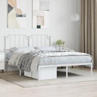 Bedframe met hoofdbord metaal wit 135x190 cm