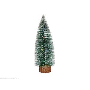 Krist+ Mini decoratie kerstboompje - met licht - H30 cm - groen - kunststof   -