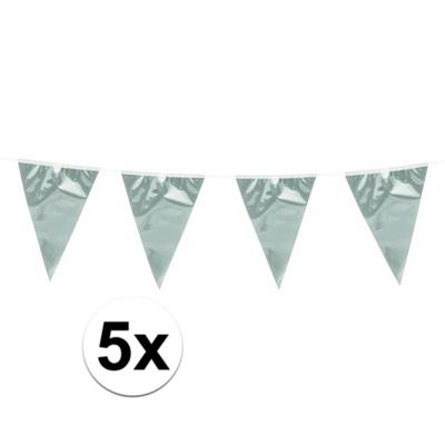 Boland Vlaggenlijn - 5x - zilver - 10 meter - vlaggentjes - glitter en glamour