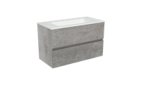 Storke Edge zwevend badkamermeubel 80 x 40 cm beton donkergrijs met Mata enkele wastafel in matte Solid Surface