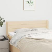 Hoofdbord met randen 147x16x78/88 cm stof crèmekleurig
