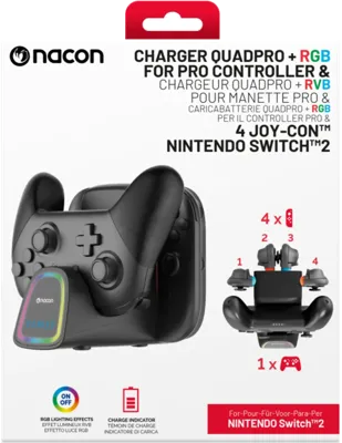 Nacon Nintendo Switch 2 Oplader voor 4 Joy-Cons + Pro Controller