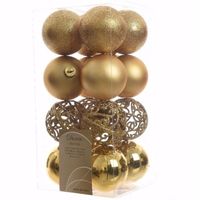 Christmas Gold kerstboom decoratie kerstballen goud 16 x - thumbnail