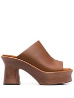 Ferragamo mules en cuir à plateforme - Marron