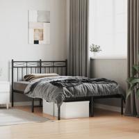 Bedframe met hoofdbord metaal zwart 120x190 cm
