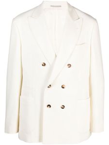 Brunello Cucinelli blazer croisé à revers pointus - Blanc