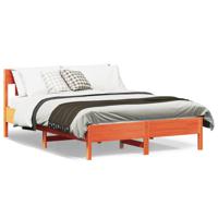 Bedframe met hoofdbord massief grenenhout wasbruin 120x190 cm