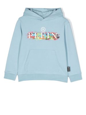Philipp Plein Junior hoodie à logo imprimé - Bleu