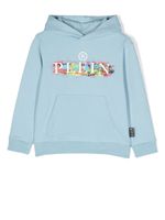 Philipp Plein Junior hoodie à logo imprimé - Bleu