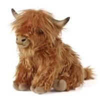 Schotse hooglander koe knuffel - bruin - met geluid - pluche - 30 cm - koeienknuffel