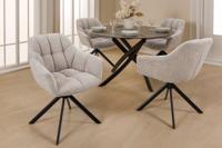 PAPILLON beige bouclé bureaustoel met armleuning, zwart metalen onderstel - 44592 PAPILLON beige bouclé bureaustoel met armleuning, zwart metalen onderstel - 44592