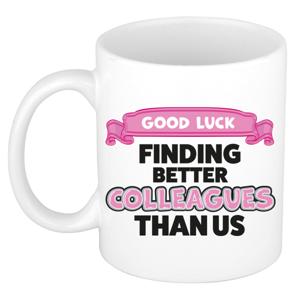 Cadeau koffie/thee mok voor collega - wit - afscheid - keramiek - 300 ml