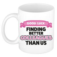 Cadeau koffie/thee mok voor collega - wit - afscheid - keramiek - 300 ml