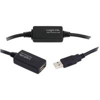 LogiLink USB-kabel USB 2.0 USB-A stekker, USB-A bus 25.00 m Zwart UA0147 - thumbnail