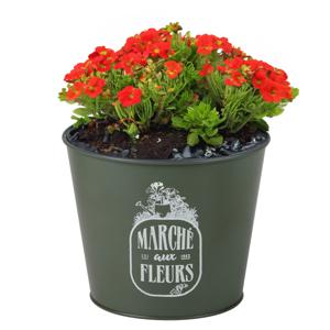 Plantenpot/bloempot voor buiten - zink - legergroen - D17 x H14 cm