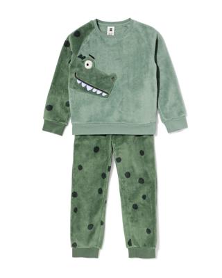 051 Kinderpyjama Fleece Dino Donkergroen (donkergroen)