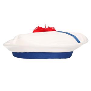 Boland Carnaval verkleed Matroos/Matrozen hoedje - wit/blauw - maat 57 - Maritiem thema   -