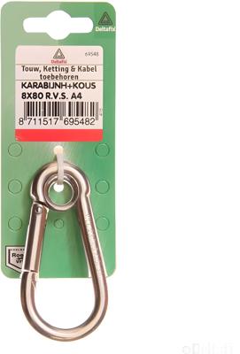 Karabijnh kous 8x80mm rvs - Deltafix