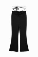 Gerimpelde broek met strik - BLACK - XS - thumbnail