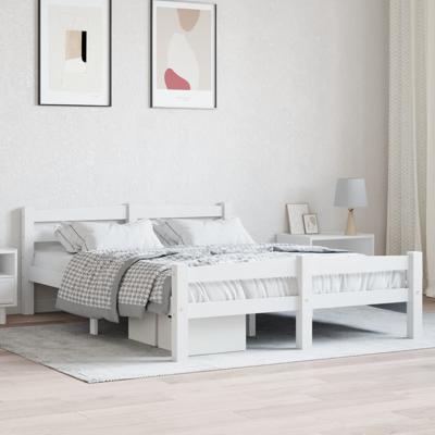 Bedframe massief grenenhout wit 120x200 cm