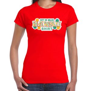 Hawaii shirt zomer t-shirt rood met groene letters voor dames 2XL  -