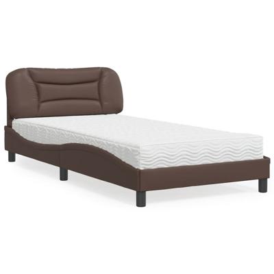 Bed met matras "Hvar" kunstleer bruin 100x200 cm