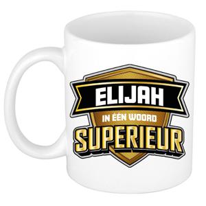 Naam mok Elijah - wit - Superieur - keramiek - 300 ml - cadeau collega beker