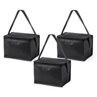 Koeltas - 10x - klein - lunch / blikjes - zwart - 21 x 15 x 15 cm - draagriem - 4 liter inhoud