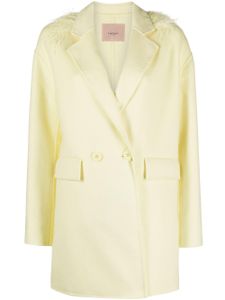 TWINSET manteau croisé en laine à détails de plumes - Jaune