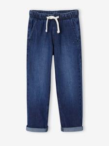 Wijde jongensbroek, eenvoudig aan te trekken ongewassen denim