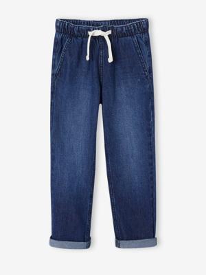 Wijde jongensbroek, eenvoudig aan te trekken ongewassen denim
