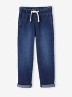 Wijde jongensbroek, eenvoudig aan te trekken ongewassen denim