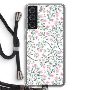 Sierlijke bloemen: Samsung Galaxy S21 FE Transparant Hoesje met koord
