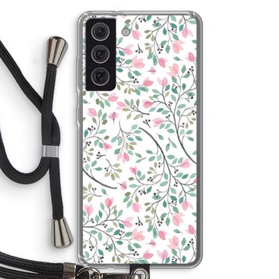 Sierlijke bloemen: Samsung Galaxy S21 FE Transparant Hoesje met koord