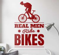 Muursticker Real Men ride Bikes - thumbnail