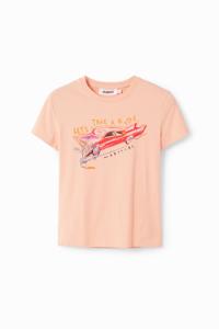 Slim fit T-shirt met illustratie - RED - M