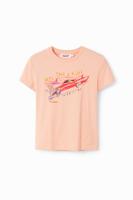 Slim fit T-shirt met illustratie - RED - M