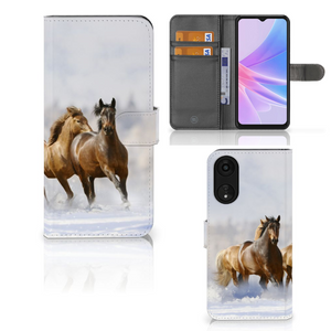 OPPO A78 5G | A58 5G Telefoonhoesje met Pasjes Paarden