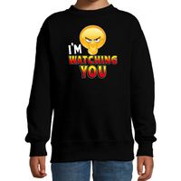 Funny emoticon sweater I am watching you zwart kids - thumbnail