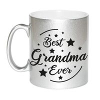 Zilveren Best Grandma Ever cadeau koffiemok / theebeker 330 ml - thumbnail