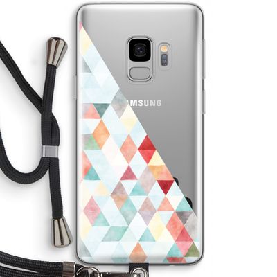 Gekleurde driehoekjes pastel: Samsung Galaxy S9 Transparant Hoesje met koord