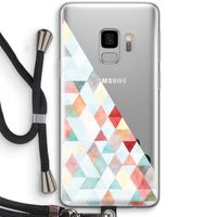 Gekleurde driehoekjes pastel: Samsung Galaxy S9 Transparant Hoesje met koord