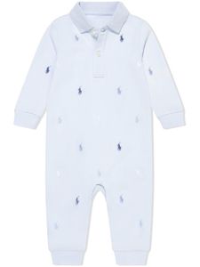 POLO RALPH LAUREN KIDS barboteuse en coton à logo brodé - Bleu