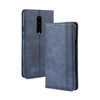 Magnetische Buckle retro Crazy Horse textuur horizontale Flip lederen case voor OnePlus 7 Pro met houder & kaartsleuven & fotolijstjes (blauw)