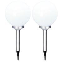 Set van 4x stuks solar tuinlampen/prikspots bol op zonne-energie 30 cm - thumbnail