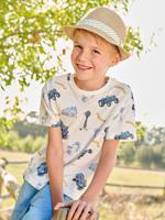 Jongensshirt met boerderijmotief wit, bedrukt - thumbnail