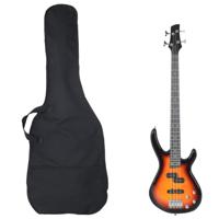 VidaXL Basgitaar voor beginners elektrisch met tas 4/4 46" bruin zwart VidaXL Basgitaar voor beginners elektrisch met tas 4/4 46" bruin zwart