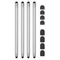 2-in-1 Universele Capacitieve Stylus Pen - 4 St. - Zilver - thumbnail